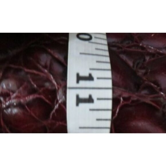 FURLA Vintage Croc Embossed Maroon Red Italian Leather Tote Handbag - Picture 11 of 12